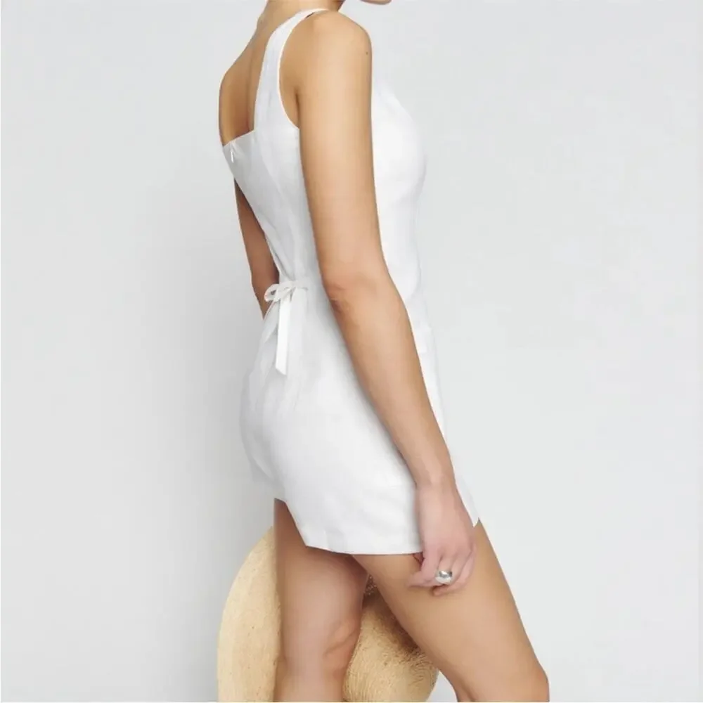 NEW Reformation Eve Linen Romper Sz 8 White